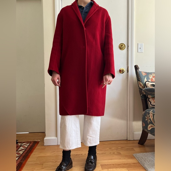 Red felt 100% wool coat - Picture 2 of 3
